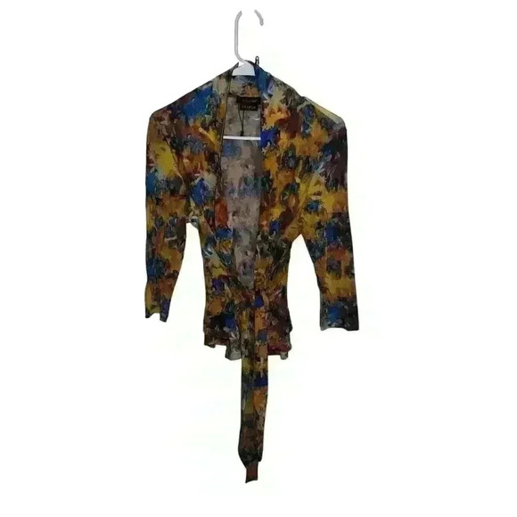 Isabel De Pedro Tops - Isabel De Pedro Blouse Sz 6 Dopamine Groovy Long Sleeve Duster